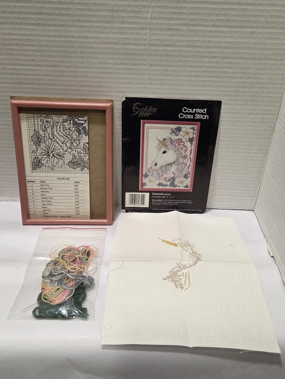 Golden Bee Vintage 1988 Unicorn Counted Cross Stitch Kit Opened